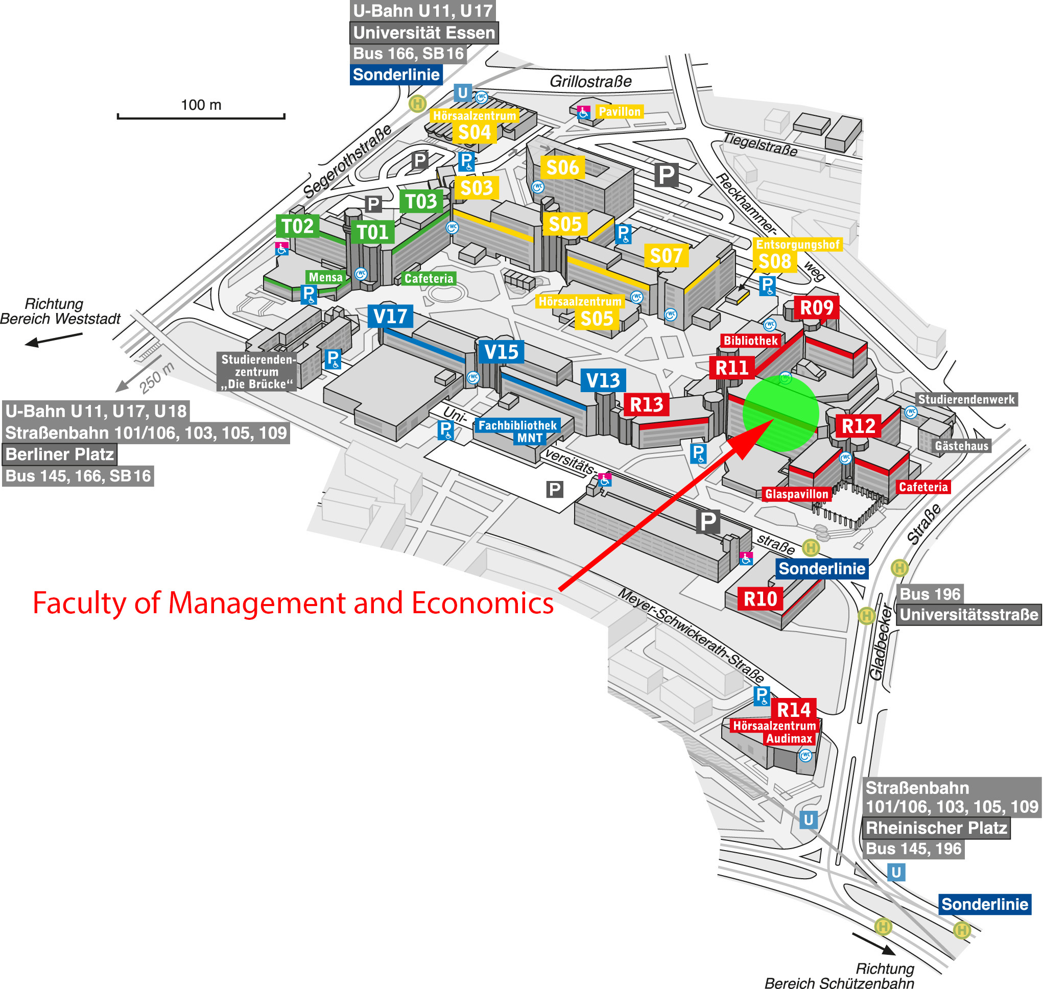 Campus plan of University of Duisburg-Essen (Campus Essen)