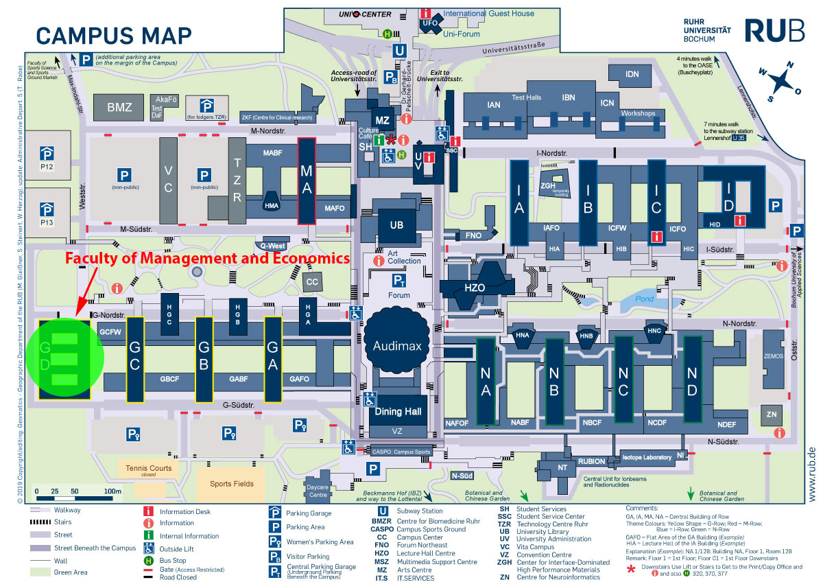 Campus plan of Ruhr-University Bochum